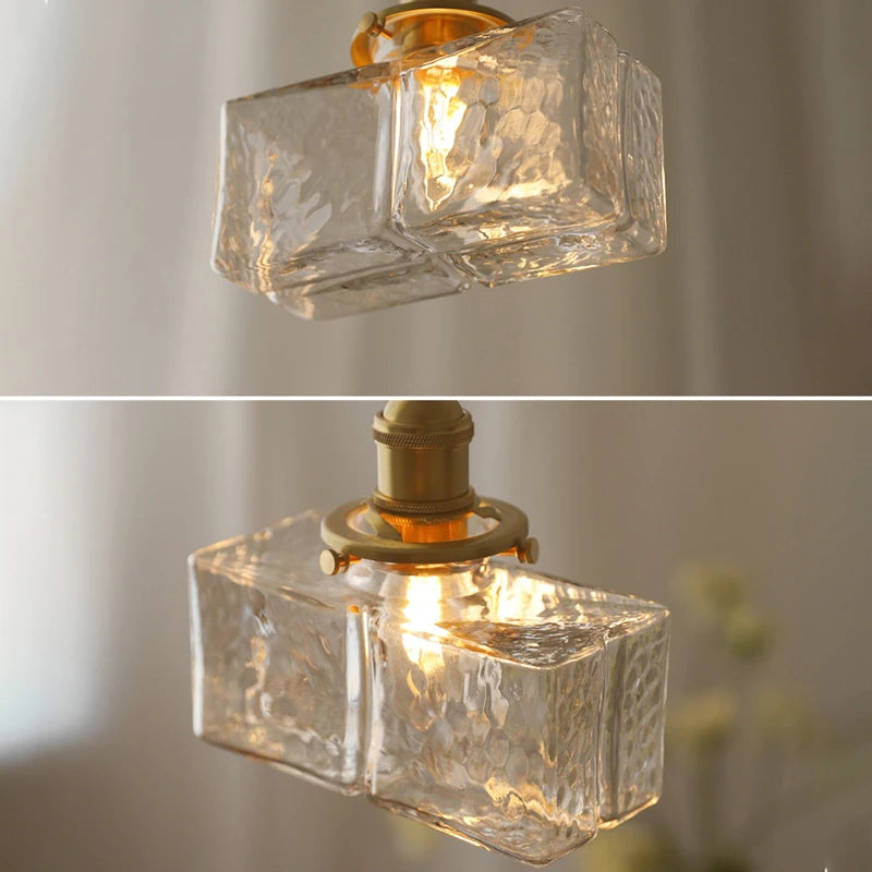 suspension rétro avec abat-jour en verre - vue 5 sur 9