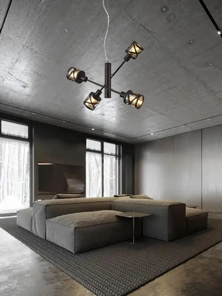 lustre moderne industriel créatif abat-jour réglable en verre - vue 3 sur 7