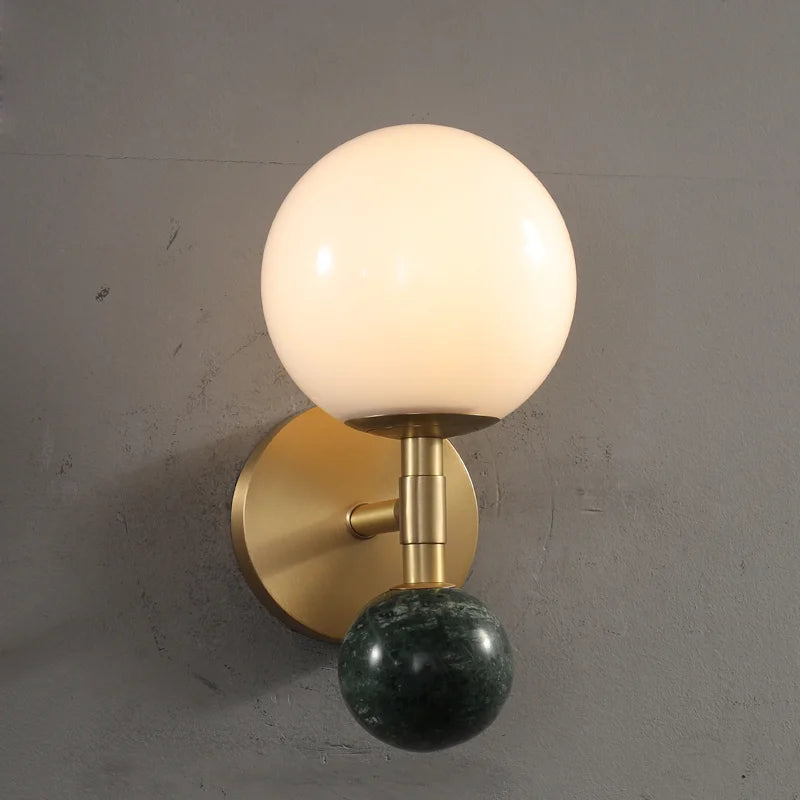 applique murale moderne en cuivre et marbre design lumineux pour intérieur