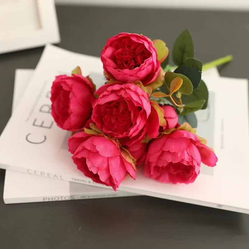 Vintage silk peony bouquet festive decoration for any occasion