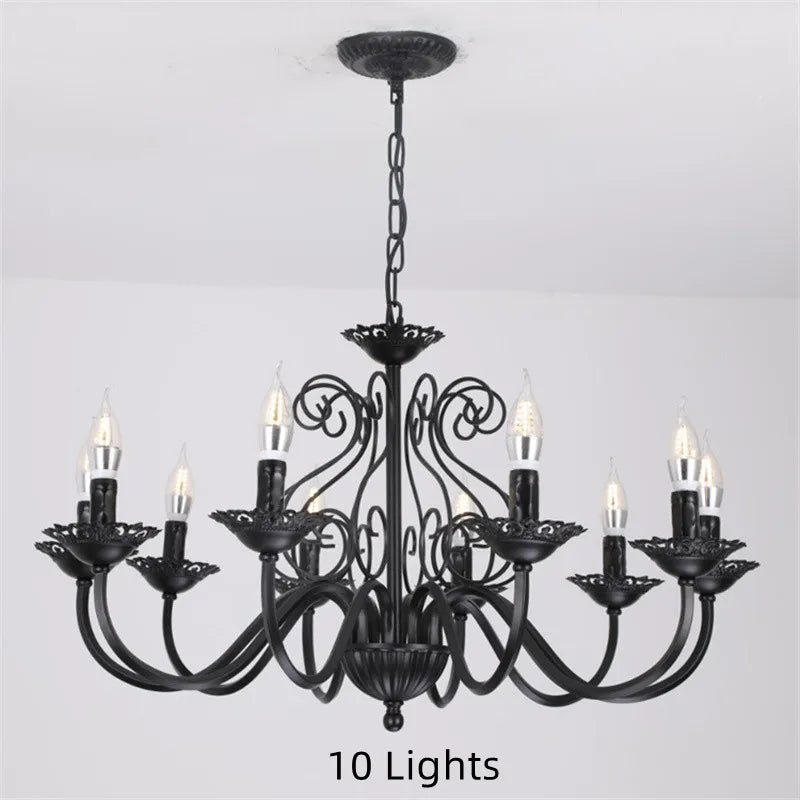 lustre rétro en fer forgé style campagnard américain pour décoration intérieure - vue 9 sur 12