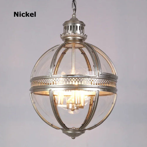 lustre sphérique rétro en fer et verre brillant - vue 12 sur 11