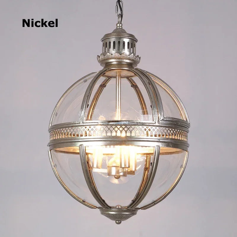 lustre sphérique rétro en fer et verre brillant - vue 11 sur 11