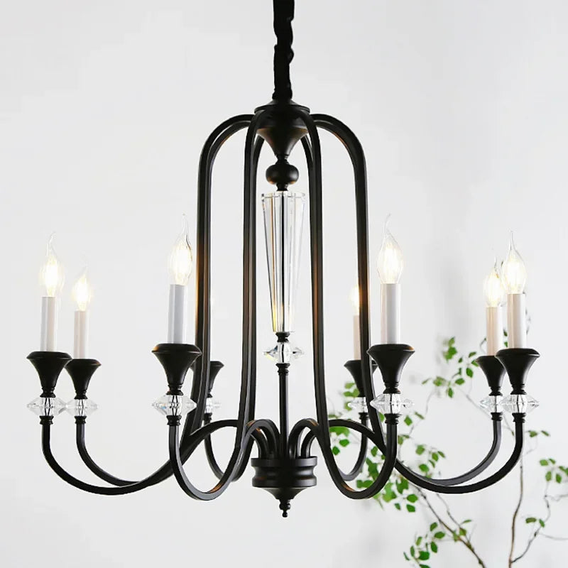 lustre rétro en cristal avec lampes led pour salon luxueux - vue 5 sur 14