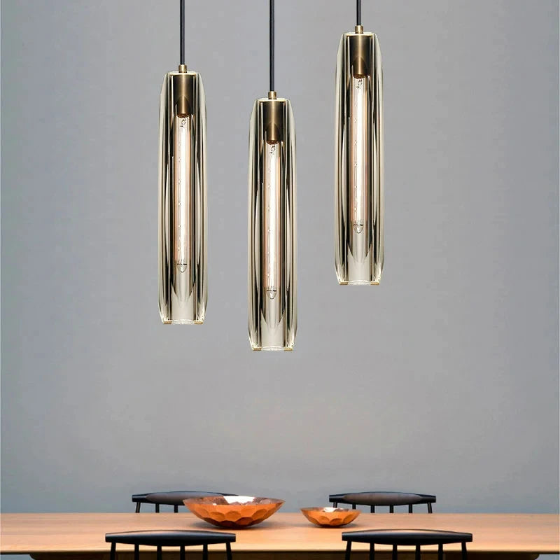 suspension en cristal de luxe design long - vue 6 sur 7
