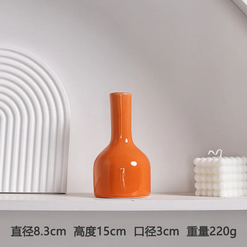 Modern Ceramic Vase with Minimalist Design, Dried Flower Vase, New Chinese Style Ceramic Vase, Luxury Home Decor Orange Ceramic - vue 8 sur 10