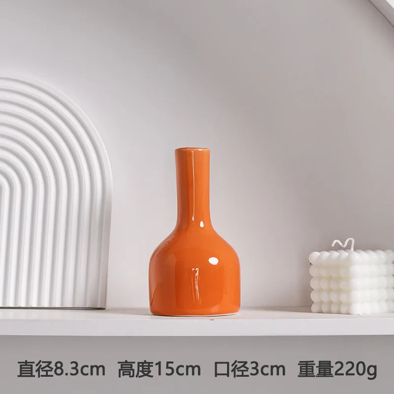 Modern Ceramic Vase with Minimalist Design, Dried Flower Vase, New Chinese Style Ceramic Vase, Luxury Home Decor Orange Ceramic - vue 7 sur 10