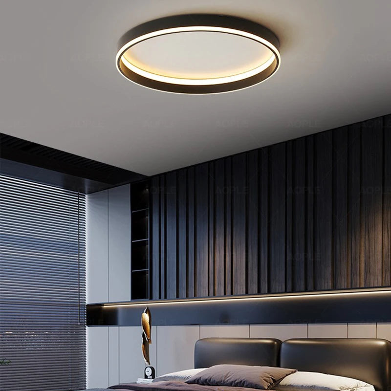 Simple round modern LED ceiling light for bedroom and living room - vue 4 sur 12