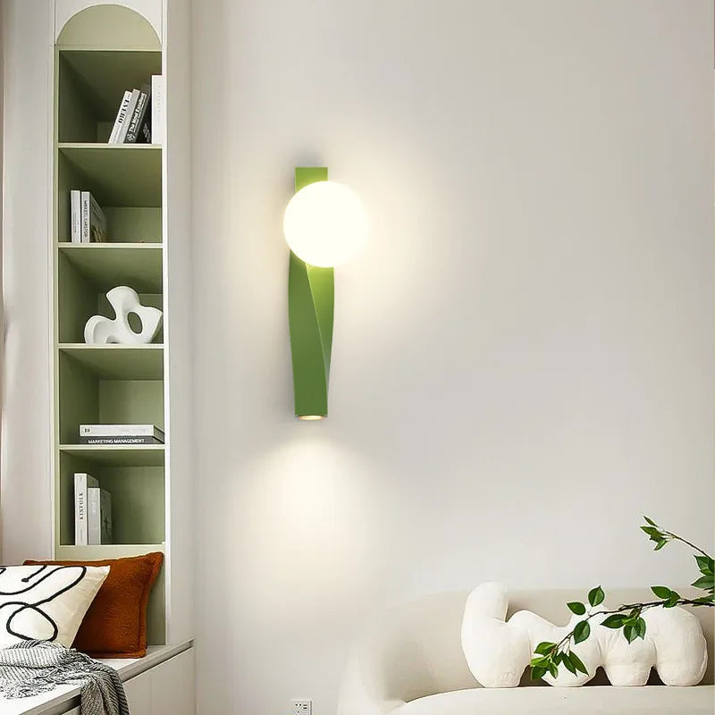 applique murale led en aluminium et verre blanc rotatif
