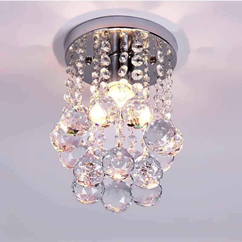 lustre moderne led boule de cristal luminaire suspension plafonnier - vue 2 sur 6