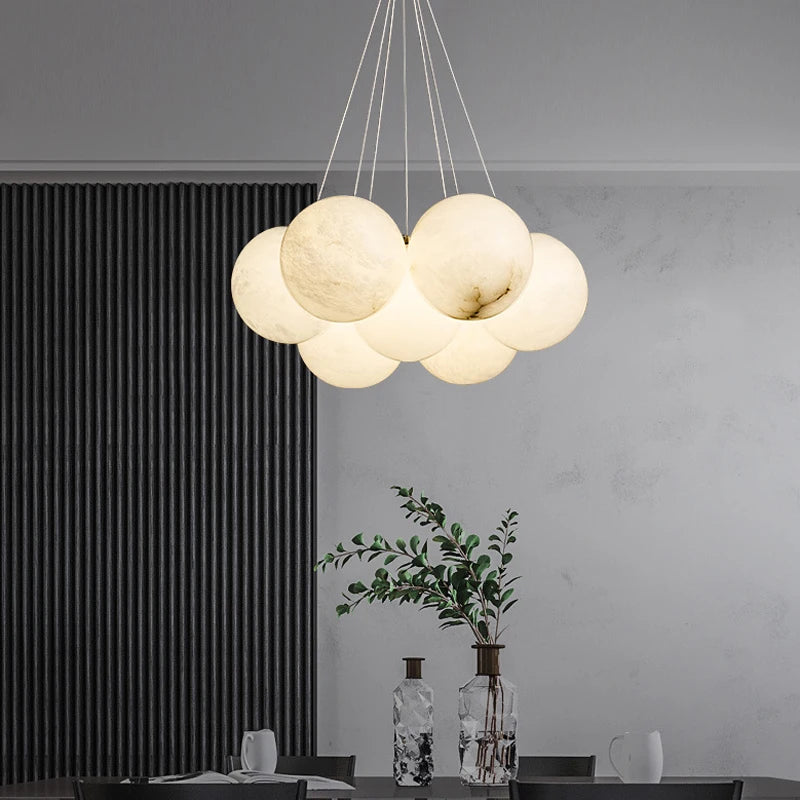 Lustre LED en forme de lune pour décoration de villa de luxe - vue 4 sur 6
