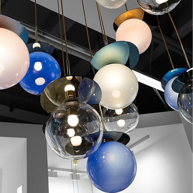 lustre à bulles de verre nordique créatif design original pour restaurants bars - vue 3 sur 10