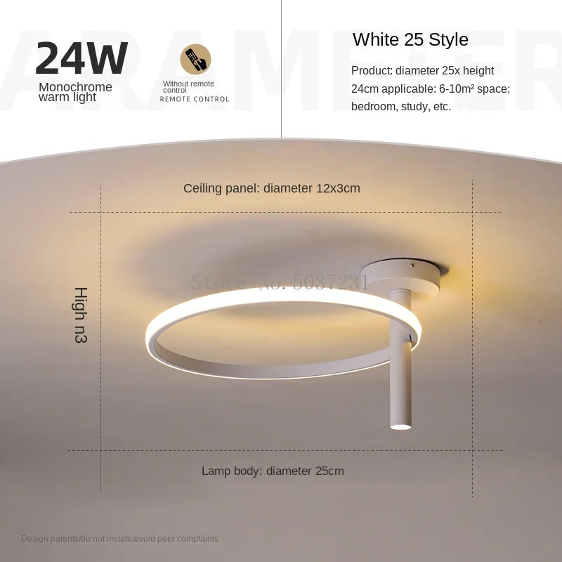 Modern minimalist LED ring ceiling light for home décor - vue 19 sur 24