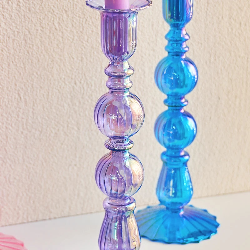 bougeoir conique en verre pour décoration festive et bureau - vue 6 sur 12