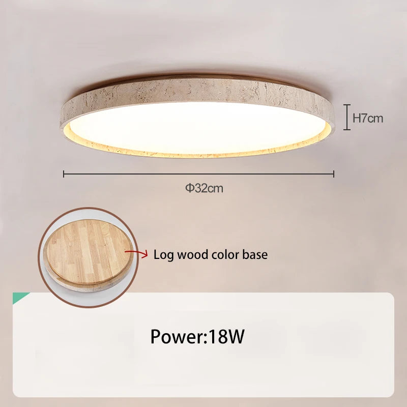 Led plafonnier pierre Downlight monté en Surface rétro luminaires noyer bûche bois couleur chambre salon grande lumière - vue 10 sur 13