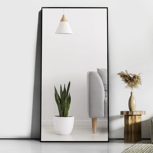 CASSILANDO Full Length Mirror 65" * 24 ", Floor Standing Mirror,  Black Metal Frame Mirror， Full Body Mirror - vue 2 sur 8