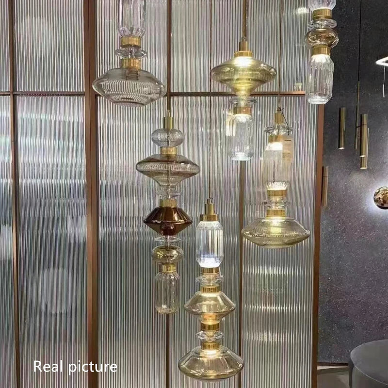 suspension design italienne en verre pour intérieur élégant - vue 4 sur 12