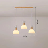 lustre led en bois avec abat-jour en verre blanc