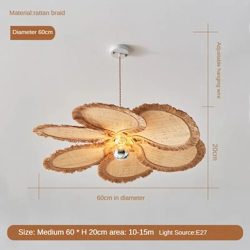 Minimalist woven grass floral chandelier for indoor use - vue 9 sur 9