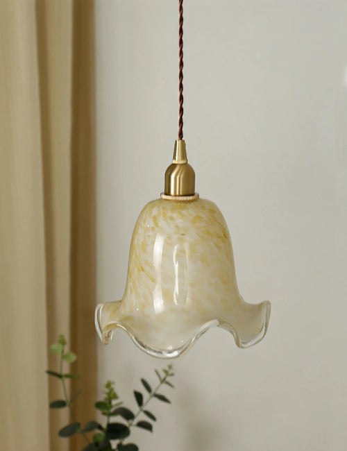 suspension à led rétro fleurs en laiton et verre créatif minimaliste - vue 2 sur 6