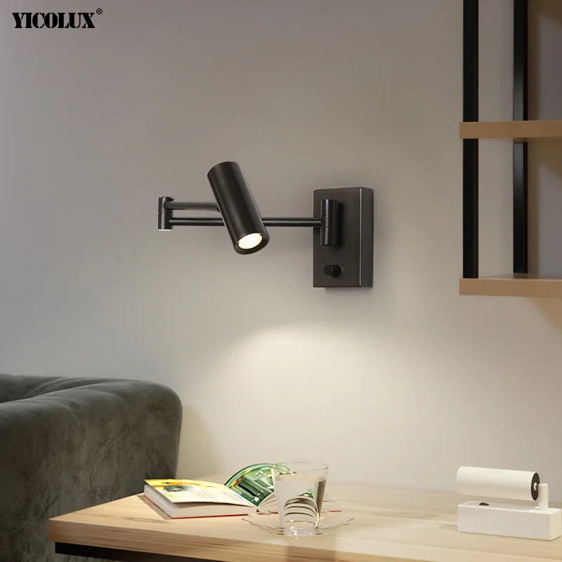 Rotatif 	 moderne applique murale LED lampes noir blanc salon TV fond applique allée lumières projecteur éclairage intérieur décor à la maison - vue 3 sur 16
