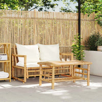 salon de jardin 2 pièces avec coussins en bambou