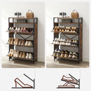 VASAGLE Shoe Cabinet, Slim Shoe Rack, 3-Leaf Shoe Storage Cabinet, Holds 15-24 Pairs, Dustproof, 30 x 80 x 130 cm, for Entryway