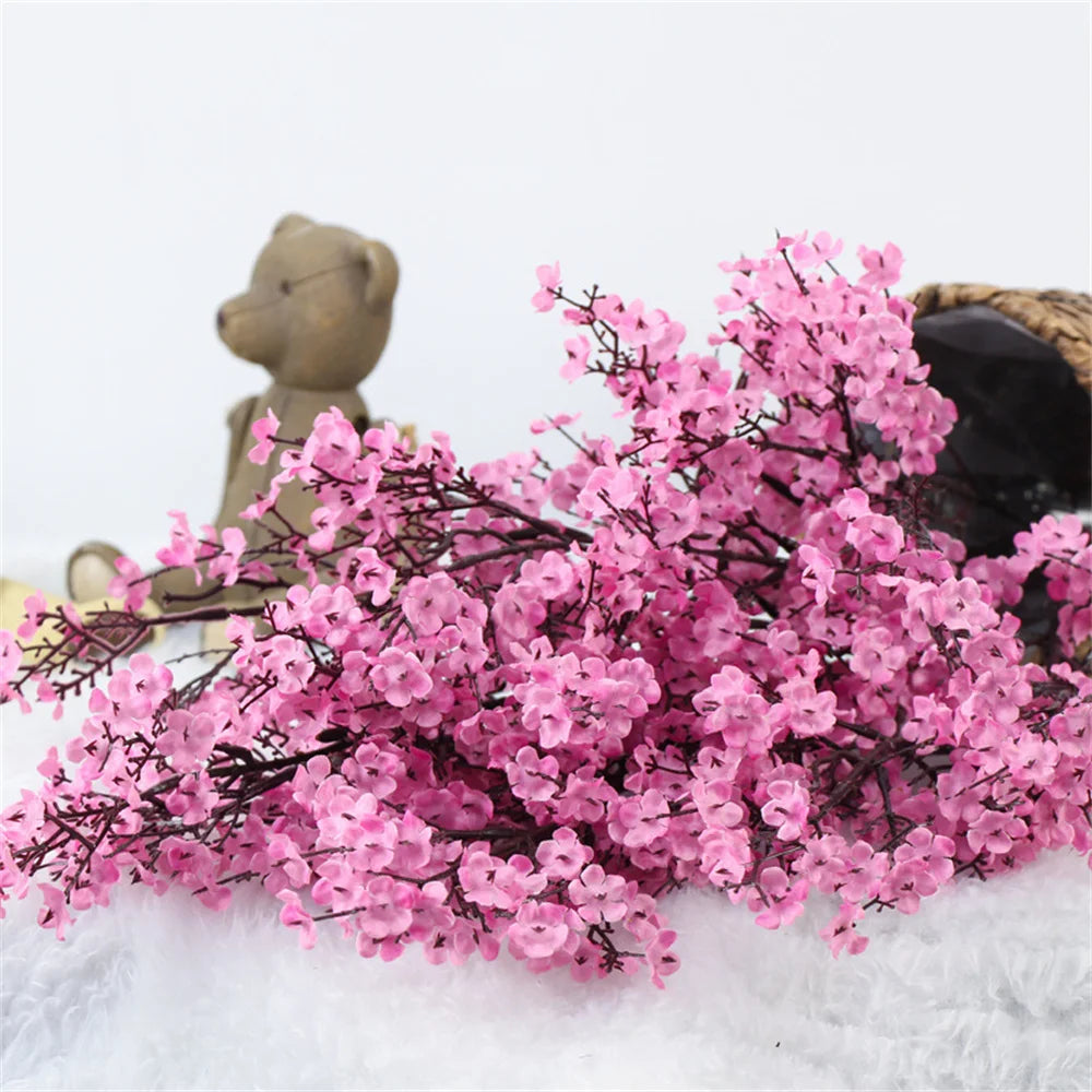 fleurs artificielles cerisier gypsophile décoration mariage vase DIY - vue 3 sur 14