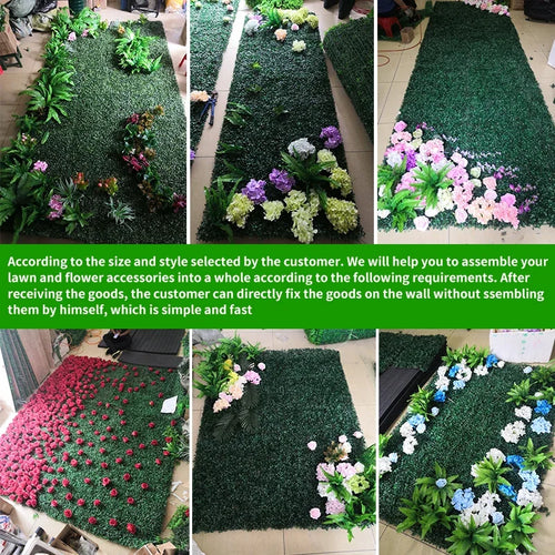 Custom Size Artificial Plant Wall Lawn, Green Plant Background Wall, Home Garden, Wedding Decoration, Plastic Lawn - vue 3 sur 18