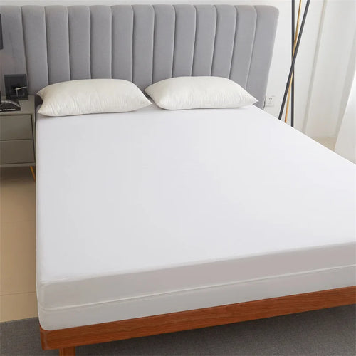 Waterproof Mattress Protector with Zipper Soft & Breathable Noiseless Mattress Cover for Single or Double Bed, Queen/King Size - vue 9 sur 8
