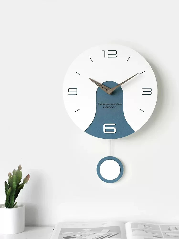 horloge murale silencieuse en bois massif design créatif - vue 5 sur 11