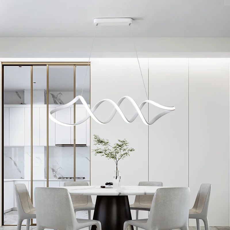 lustre nordique à led moderne atmosphérique et torsadé - vue 4 sur 14