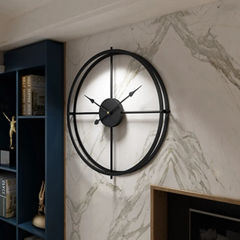 horloge murale rétro silencieuse design simple en fer - vue 4 sur 8