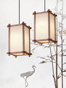 Vintage Asian zen wooden pendant light