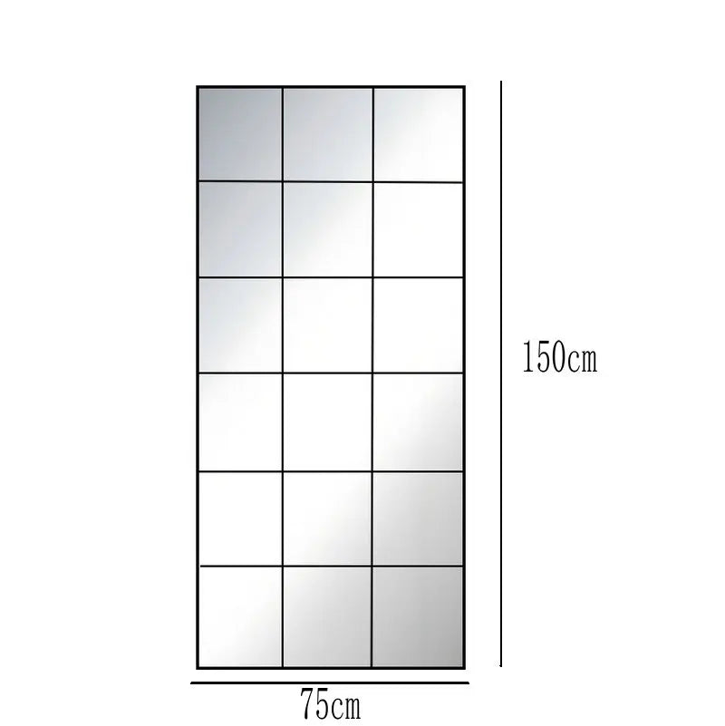 French retro decorative full-length mirror, square lattice false window to increase the sense of space, wall-mounted household m - vue 8 sur 10