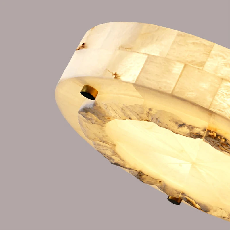 plafonnier luxueux en marbre naturel suspendu grand luminaire - vue 6 sur 9
