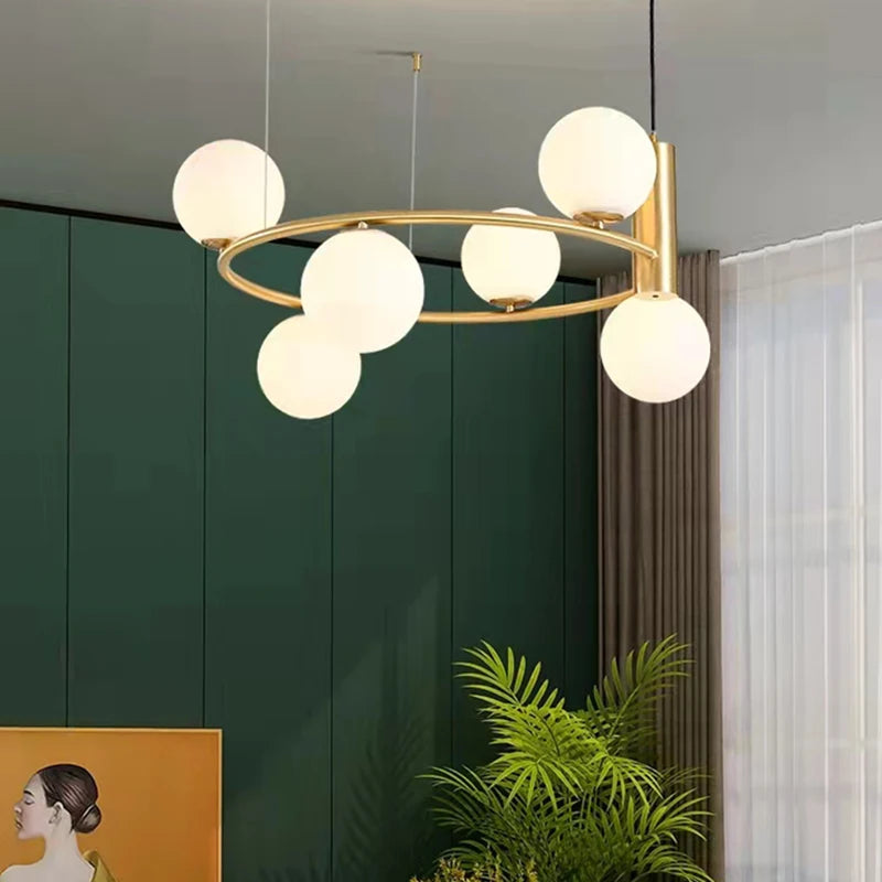 Lustre nordique en verre blanc - vue 6 sur 13