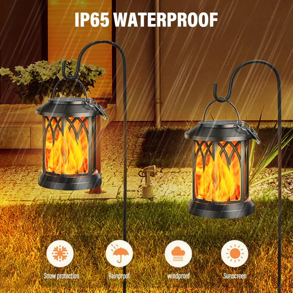 led lampe flamme simulation énergie solaire pince murale extérieure étanche paysage noël jardin - vue 9 sur 8