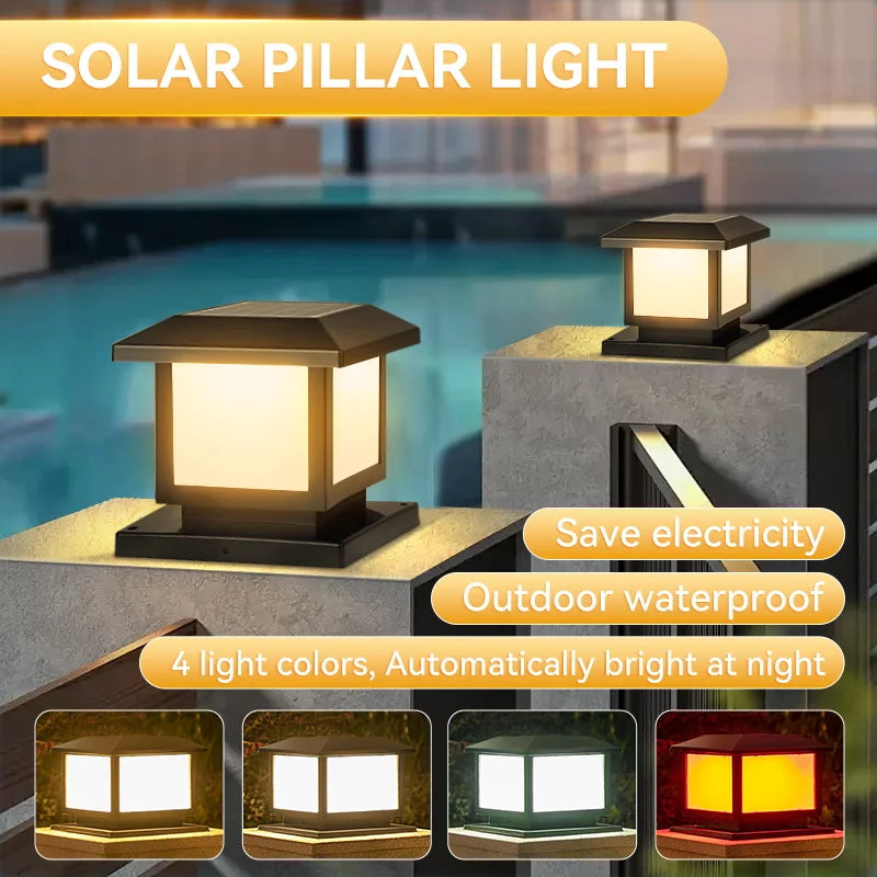lampe pilier solaire vintage pour jardin et allée éclairage décoratif