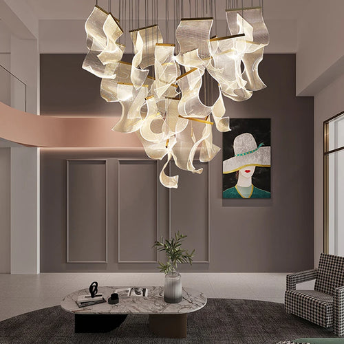 lustre en acrylique à led design pour décoration intérieure moderne - vue 3 sur 14
