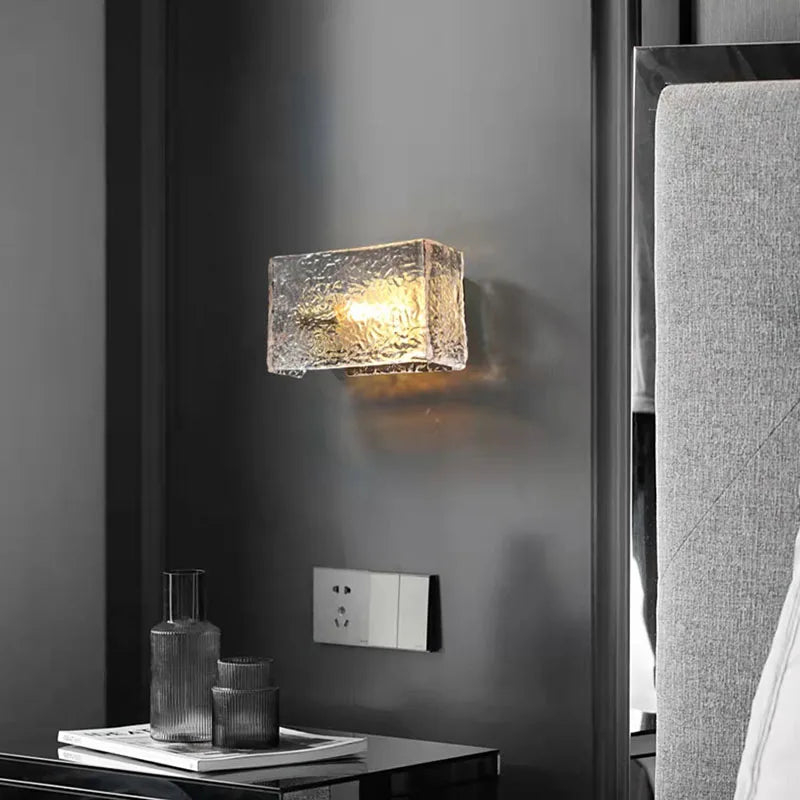 applique murale carrée en verre motif d'eau luminaire moderne décoration intérieure - vue 5 sur 7