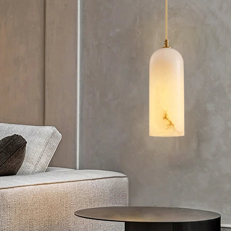 lustre nordique en marbre naturel design lumineux pour espace moderne - vue 3 sur 7