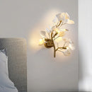 applique murale moderne à led en céramique avec ginkgo décoratif