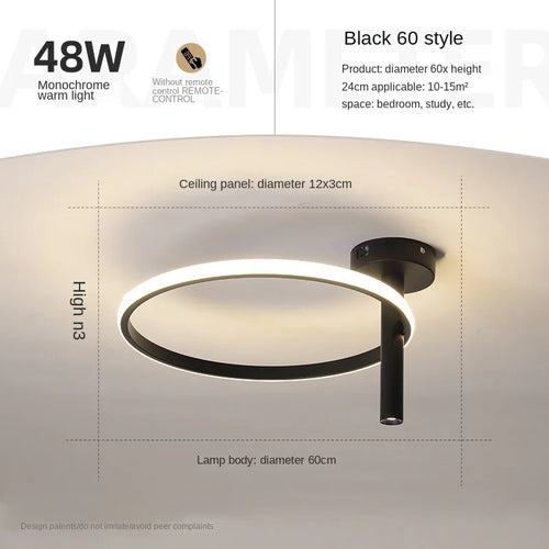 Modern minimalist LED ring ceiling light for home décor - vue 14 sur 24
