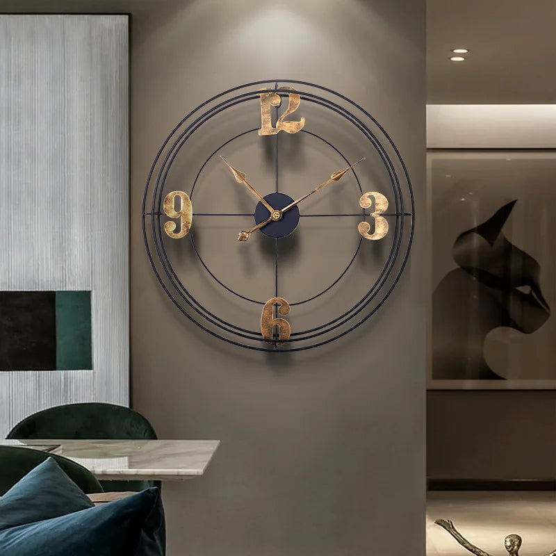 Iron Silent Wall Clock for Living Room, Simple Decoration, Metal Clock - vue 1 sur 5