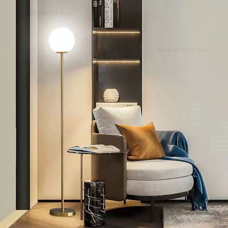 lampadaire led en verre laiteux nordique créatif vertical