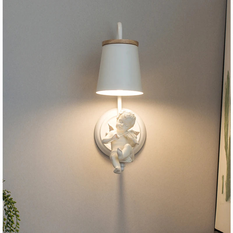 applique murale led moderne en résine avec ange décoratif nordique - vue 6 sur 10