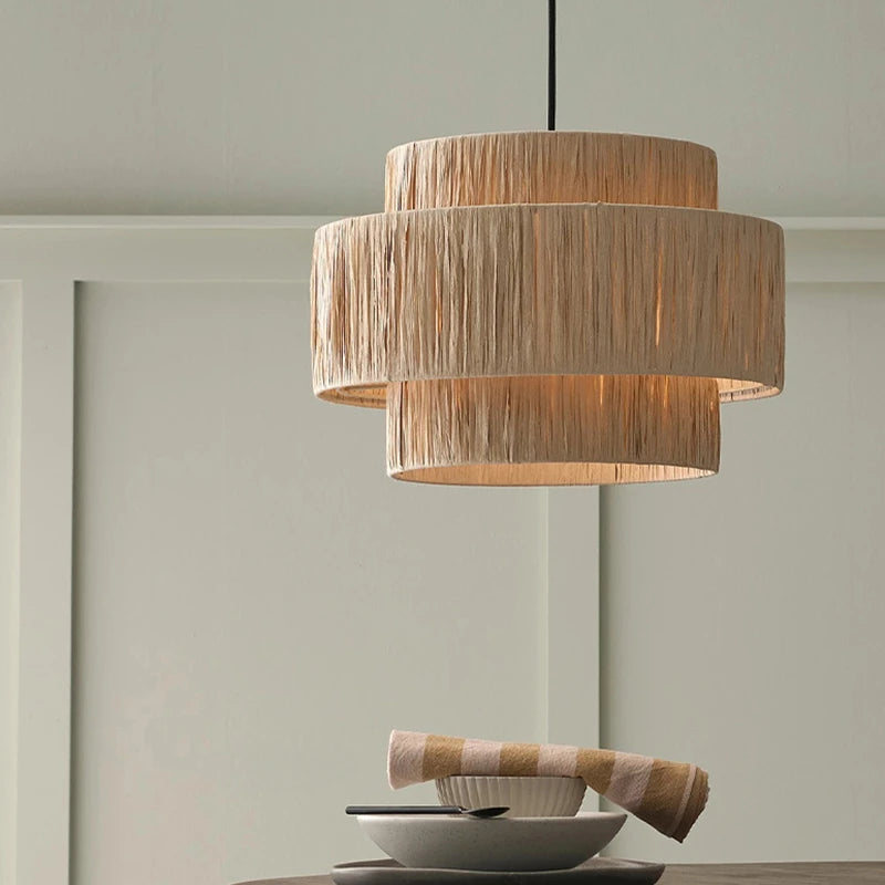 suspension en rotin lustre créatif fait main décoratif pour intérieur - vue 5 sur 16