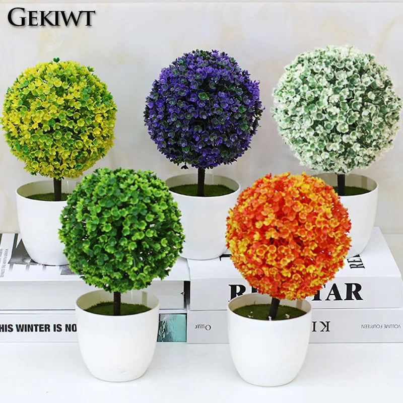 arbre artificiel bonsaï avec fleurs pour décoration intérieure - vue 3 sur 11