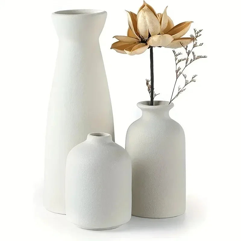 Ceramic Vase Set Of 3, Flower Vases For Rustic Home Decor, Modern Farmhouse Decor, Living Room Decor,Shelf Decor,Table Decor - vue 5 sur 8